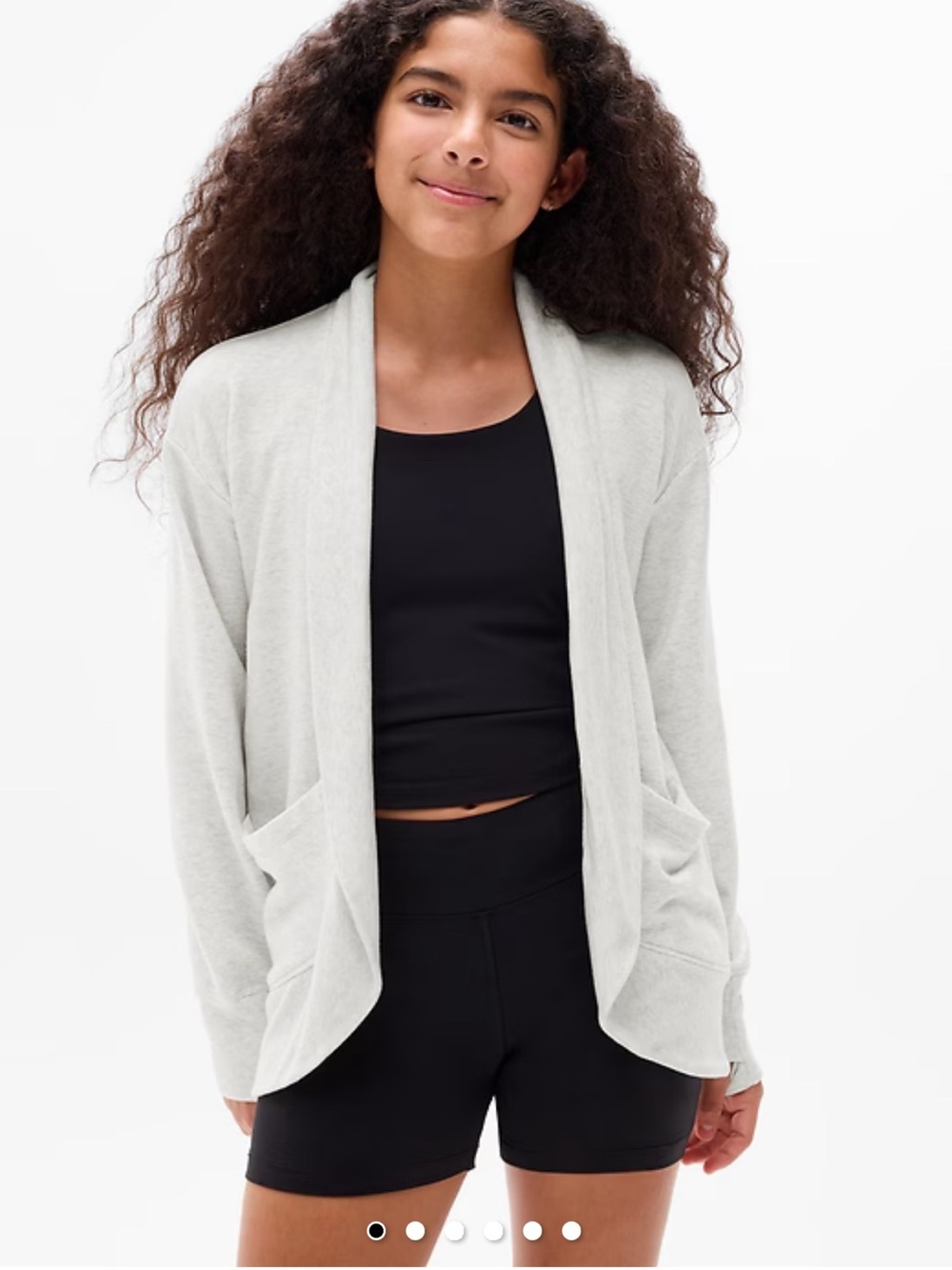 Athleta Girl Light Gray Open-Front Girls Cardigan Sweater Size Large 12